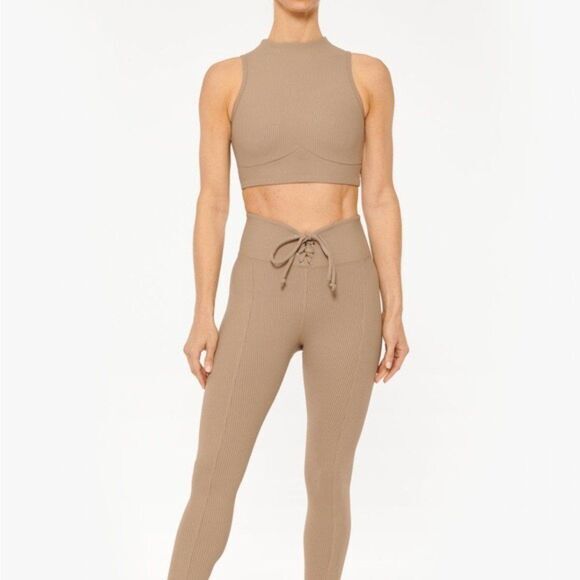 Ribbed Mock Neck Bra Size XS Light Brown NWOT - Picture 4 of 9